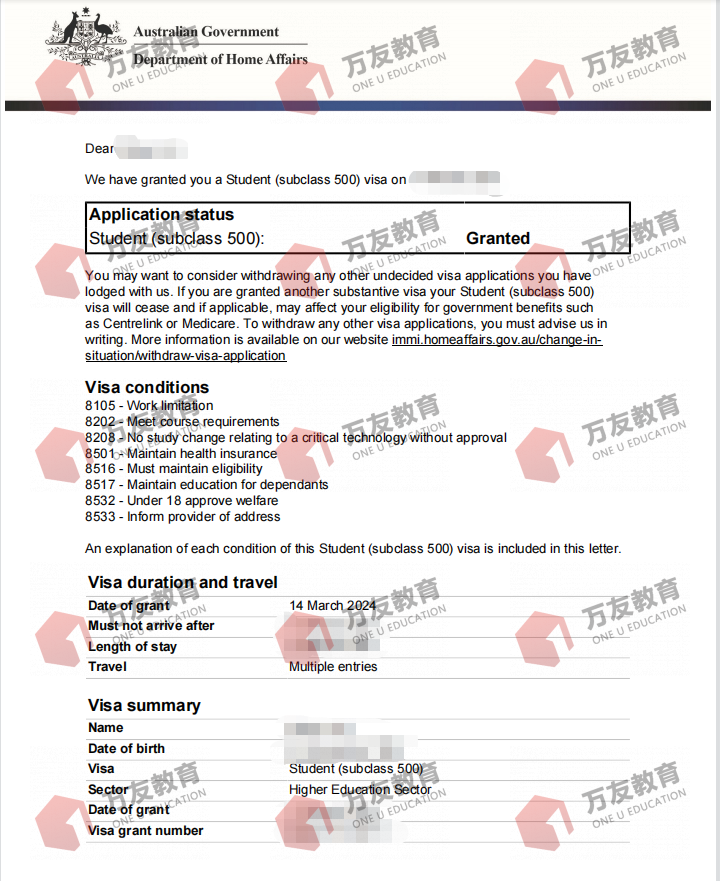 Visa copy and date of arrival in Australia