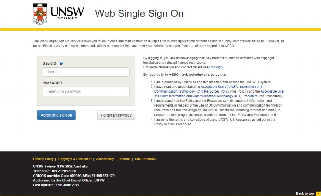 1. 回到UNSW accept online (https://acceptonline.unsw.edu.au) 进入在线接受系统
2. 使用zID(z+5xxxxxx)以及UniPass进行登录