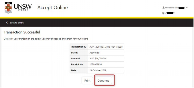 信用卡付款成功确认